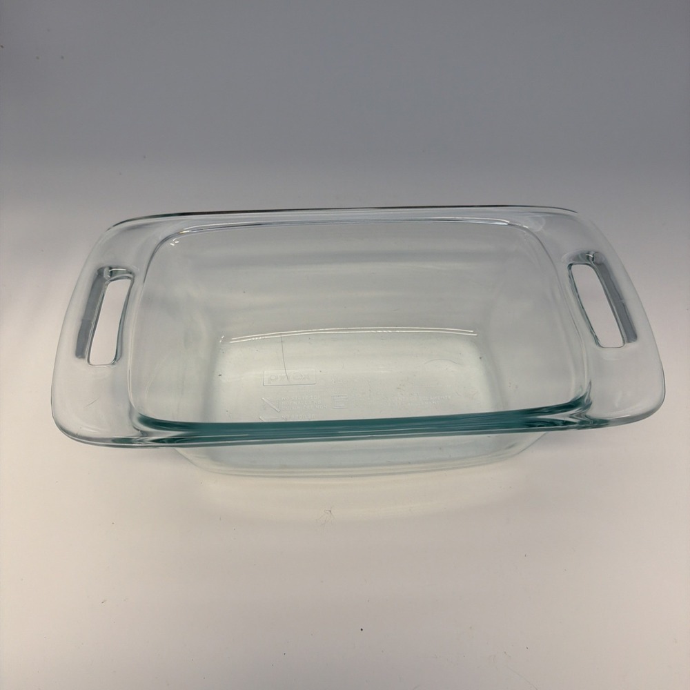 Pyrex Clear Glass Loaf Pan 1.5-QUART #C213 Cutout Handles ‎ Vintage Made in USA